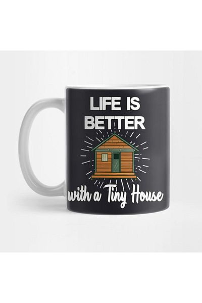 TatFast Tiny House Happiness - Coffee Colored Cup, for Gift and Presentation