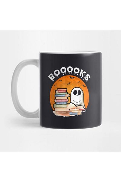 TatFast Booooks Ghost Reading Books Halloween Party Costume Gift Mug