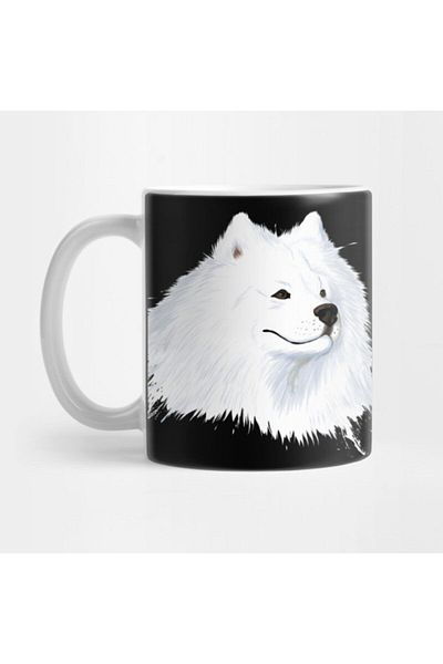 TatFast كأس رأس الكلب Samoyed، هدية، مهر، حامل عرض