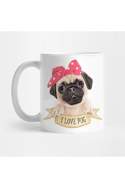 TatFast I Love Pug Mug, Gift, Dowry, Presentation