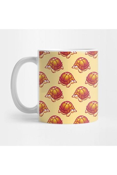 TatFast Yellow Orange Turtle Pattern Mug, Gift, Dowry, Presentation