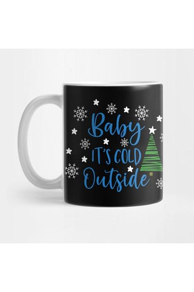 TatFast White Mug - It's Cold Outside, Christmas Quote Gift Dowry Presentation