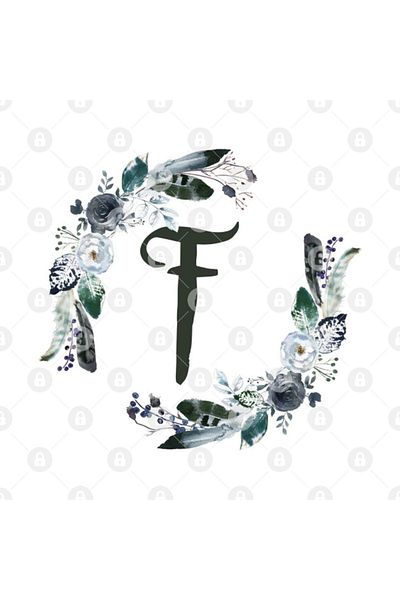 TatFast كوب F Monogram Bohemian Floral - هدية وعرض