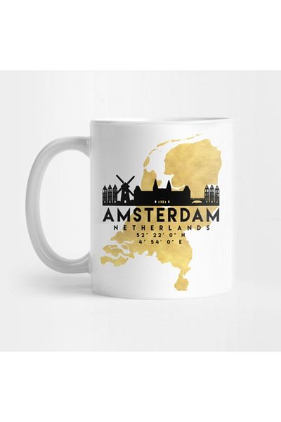 TatFast Amsterdam Netherlands Skyline Map Art Trophy, Gift, Dowry, Presentation Holder