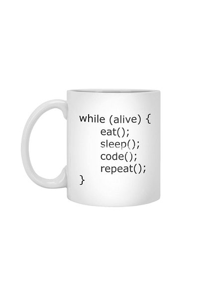 Fizello كوب أبيض من Eat Sleep Code Repeat، هدية، مهر، هدية