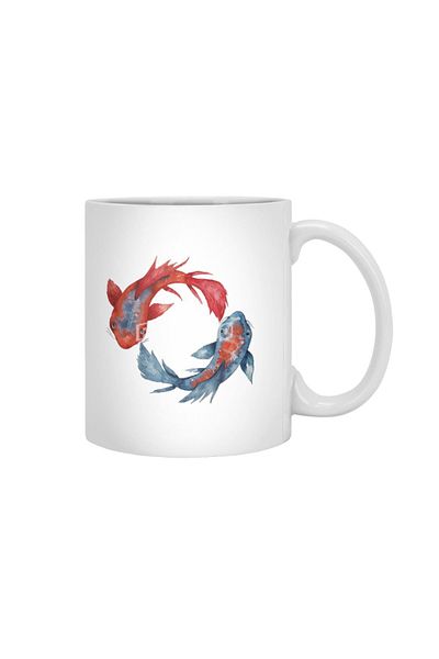 Fizello Yin Yang Koi Fish White Mug, Gift, Dowry, Presentation Holder
