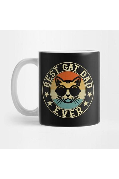 TatFast Vintage Best Cat Dad Ever Mug, Gift, Dowry, Presentation