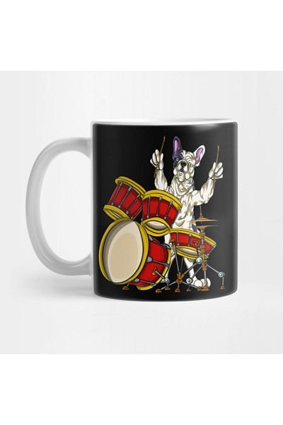 TatFast French Bulldog Drums Musician Drummer Mug, Gift, Dowry, Presentation
