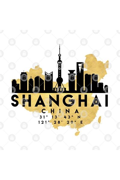 TatFast Shanghai China Skyline Map Art Mug, Gift, Dowry, Presentation Holder