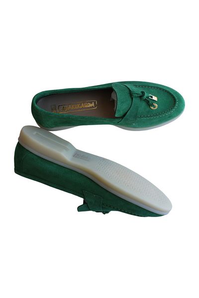 aayak&kabımofficial Green Suede - Genuine Leather Casual Women's Shoes