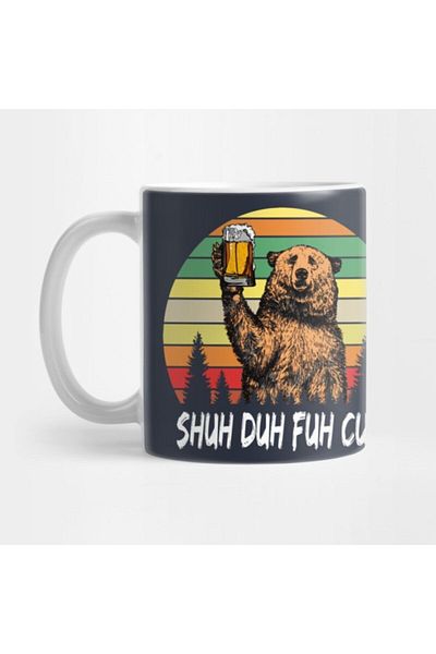 TatFast Vintage Funny Bear Drinking Beer - Shuh Duh Fuh Cup Mug