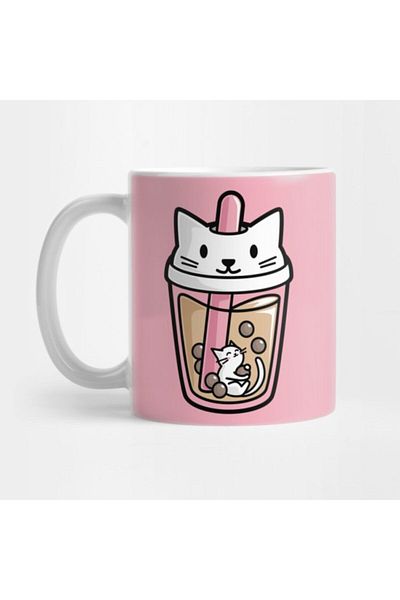 TatFast Bubble Tea - White Kawaii Added Mug, Gift, Dowry, Presentation Holder