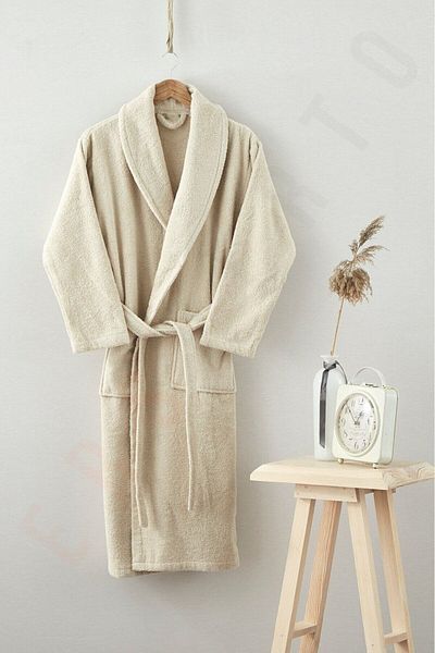 EVX Μπουρνούζι Şalyaka And Hooded Man and Large Size Cotton Milk Coffee (κρέμα)