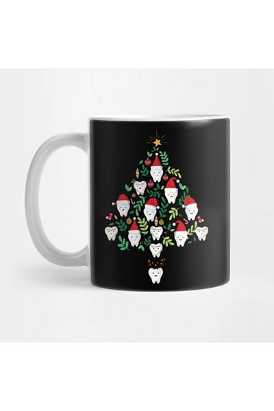 TatFast Teeths Christmas Tree Funny Dentist Dental Xmas Gift Mug