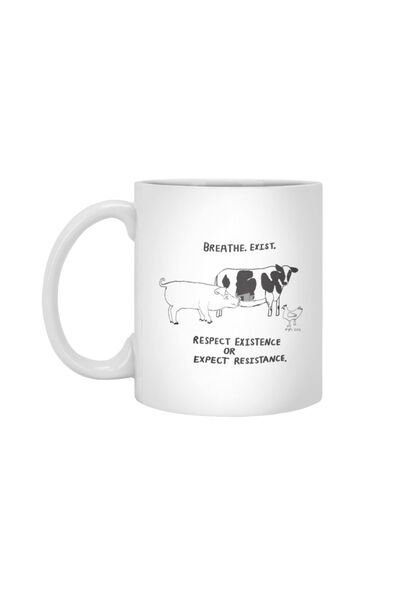 Fizello White Mug - Breathe Exist Farm Animal Rights Gift Dowry Presentation