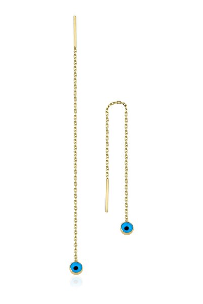 Fiyonk Kuyumculuk 14 Ayar Altın Nazar Boncuklu Göz Sallantılı Küpe