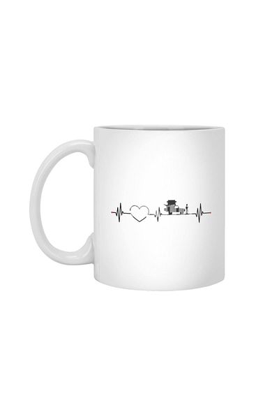 Fizello التخييم على الطرق الوعرة - كوب أبيض من Heartbeat ECG Motorhome، هدية، مهر، حامل عرض