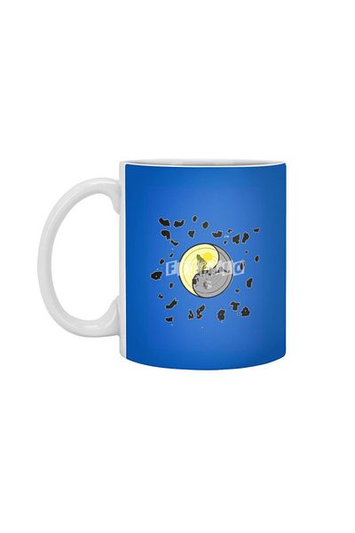 Fizello Flat Earth Yin Yang Map White Mug, Gift, Dowry, Presentation Holder