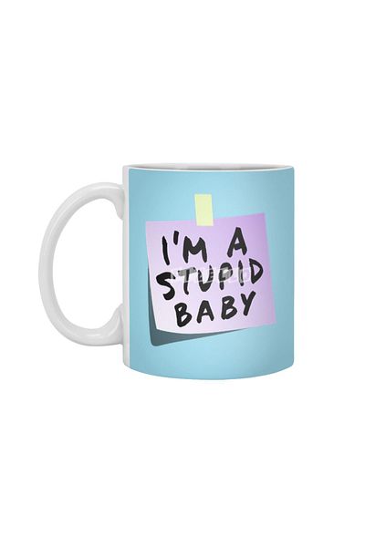 Fizello كوب أبيض للأطفال من I'm A Stupid Baby، هدية، مهر، هدية