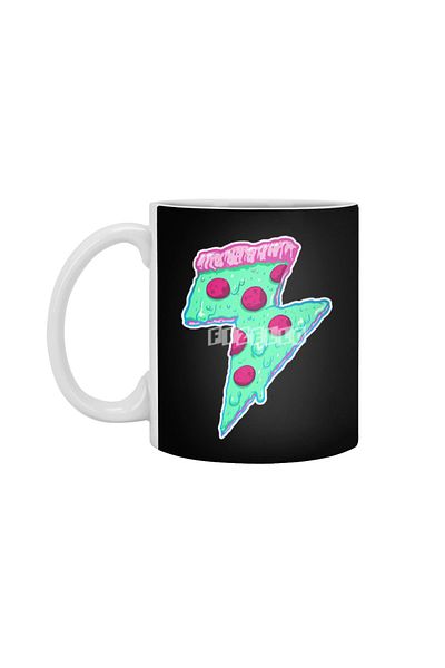 Fizello Thunder Neon Pizza White Mug, Gift, Dowry, Presentation Holder