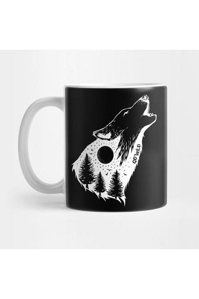 TatFast كوب Go Wild Wolf With Mountains And Trees، هدية، مهر، عرض