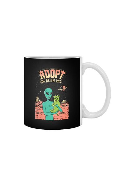 Fizello Adopt An Alien Dog كوب أبيض، هدية، مهر، عرض