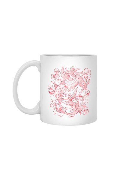 Fizello Red Koi - Aesthetic Oriental Koi Fish Gift White Mug, Gift, Dowry, Presentation Holder
