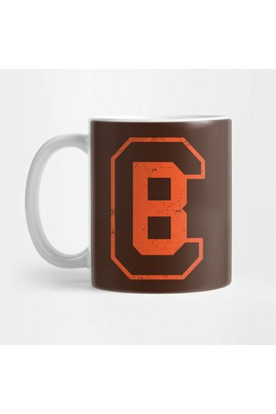 TatFast Cb Football Monogram - كأس بني، هدية، مهر، حامل عرض