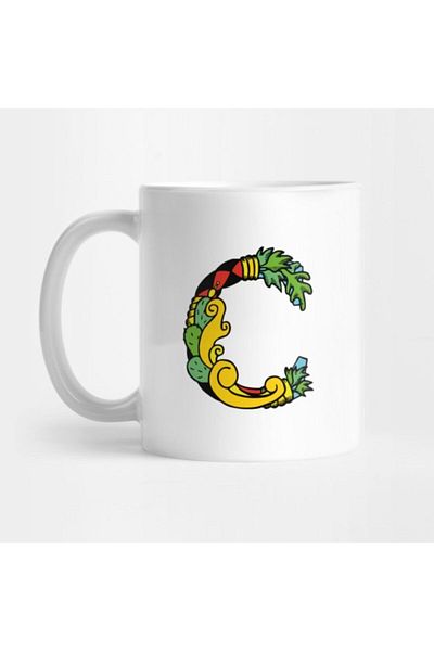 TatFast كوب Crazy Monogram C، هدية، مهر، حامل عرض