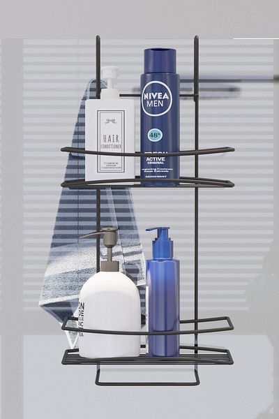 SUNTEL BANYO VE MUTFAK AKSESUARLARI Μαύρη θήκη για σαμπουάν ντουζιέρας - Organizer μπάνιου