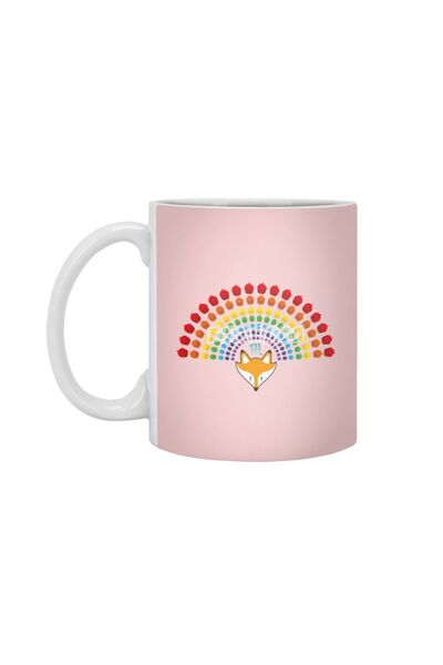 Fizello كوب Fox And Tea_oh My Sweet Rainbow الأبيض، هدية، مهر، هدية