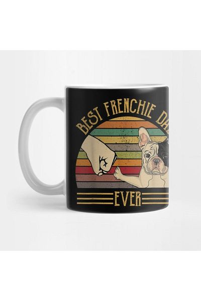 TatFast Best Frenchie Dad Ever - كوب عتيق، هدية، مهر، وعرض