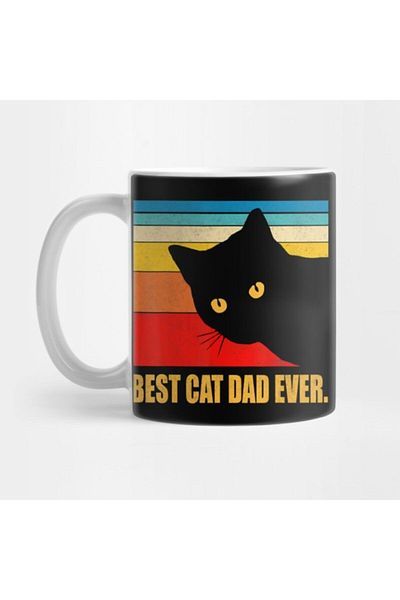 TatFast Best Cat Dad Ever Funny Cat Dad Father Vintage Gift For Mens Mug