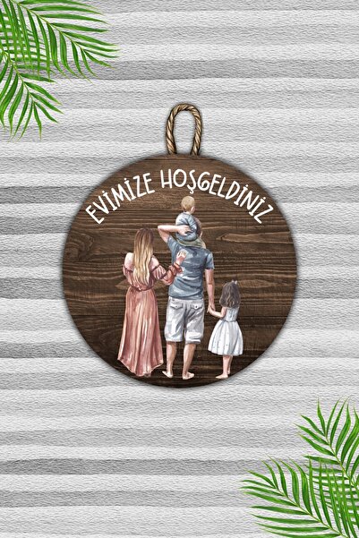 Dormot Home Modern Ahşap Kapı Süsü - Beyaz Zemin Çekirdek Aile Evimize Hoşgel...