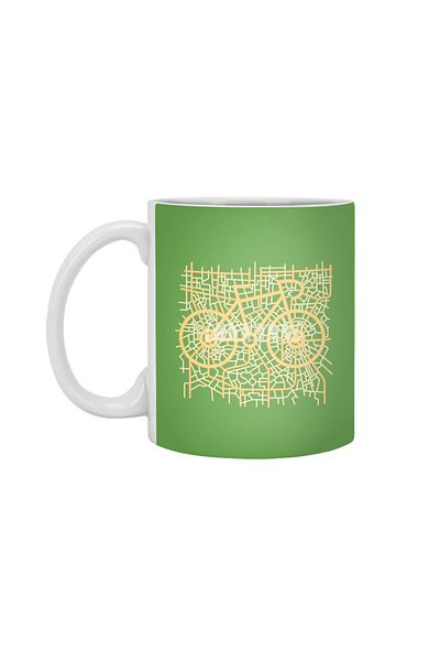 Fizello Road Bike Map White Mug, Gift, Dowry, Presentation Holder