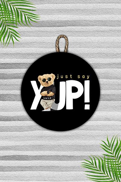 Dormot Home Teddy Bear Modern White Floor Yup! Ornament pentru uși din lemn -...