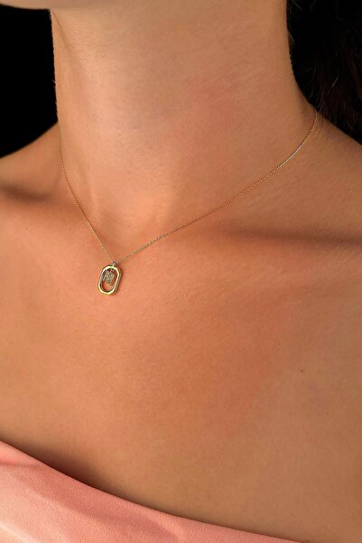 Fiyonk Kuyumculuk 14 Ayar Altın Taşlı M Harfli Kolye