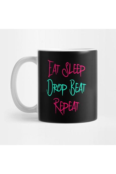 TatFast كوب DJ Turntable Heartbeat - Eat Sleep Drop Beat Repeat، هدية، مهر، عرض