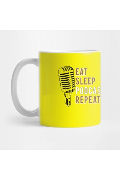 TatFast Eat Sleep Podcast Repeat Mug, Gift, Dowry, Presentation