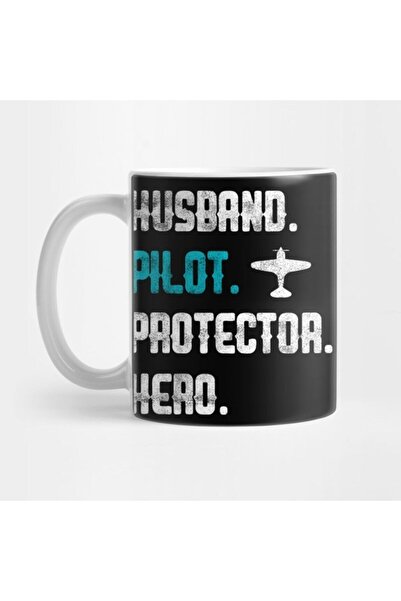 TatFast كوب رجالي من Husband Pilot Protector Hero Plane Airplane Fan لعيد الأب