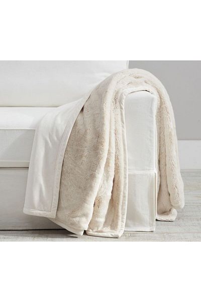 EACHTOME Şal pentru canapea Teddy / Husă pentru scaun Husă pentru capătul de pat Moale Shaggy 100x150 cm Ecru