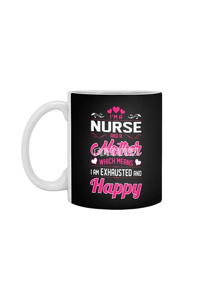 Fizello كوب أبيض سعيد من A Nurse Mother Means I Am Exhausted، هدية، مهر، عرض