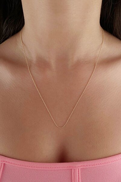 Fiyonk Kuyumculuk 14 Ayar Altın Sarı Topçuk Zincir 1.00 Mm