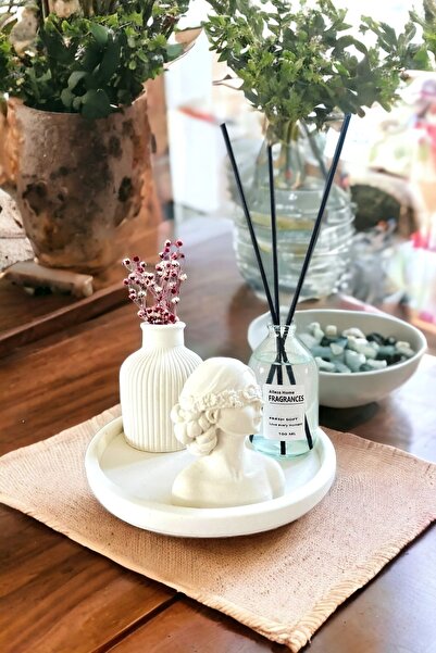 ALLEZA HOME Dekoratif Çizgili Kuru Çiçek Pampas Vazosu Fresh Soft Oda Kokusu ...