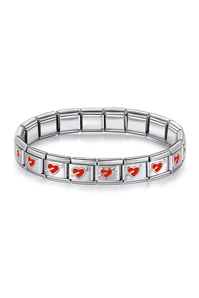 stainles steel Italian Charm Heart with Red Arrow