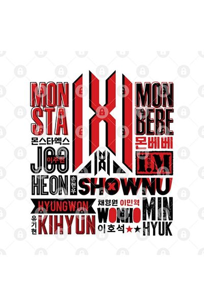 TatFast كوب Monsta X Font Collage 2، هدية، مهر، حامل عرض