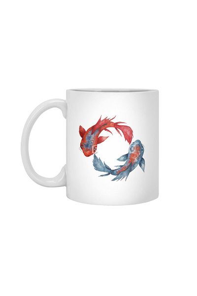 Fizello Yin Yang Koi Fish White Mug, Gift, Dowry, Presentation Holder