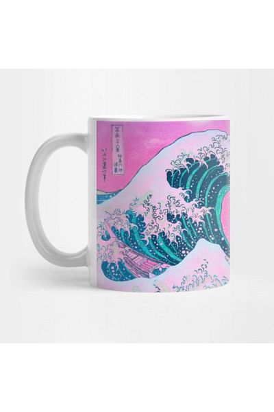 TatFast Vaporwave - Great Wave Off Kanagawa Aesthetic Sunset Mug Gift Dowry Presentation