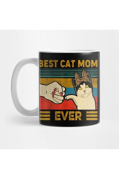 TatFast كوب هدية كلاسيكي من Best Cat Mom Ever Fist Bump، هدية، مهر، هدية