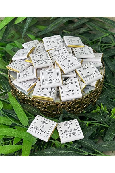 eyb lina organizasyon Söz Çikokatası Nişan Çikolatası 50 Adet Isme Özel Etiketli Çikolata Madlen Çikolata Kare Çikolata